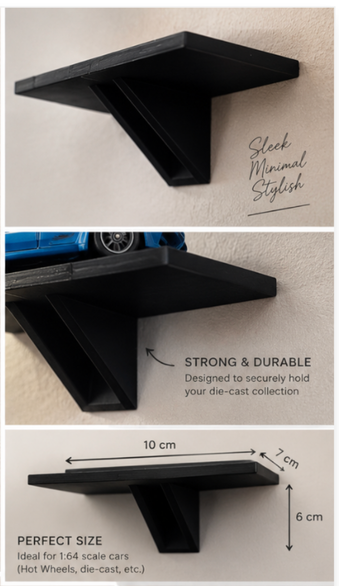 Premium Wall-Mounted Die-Cast Car Display Shelf