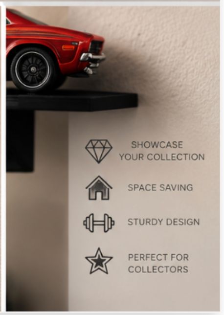 Premium Wall-Mounted Die-Cast Car Display Shelf